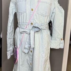 Light Blue Denim colored Dress with Belt